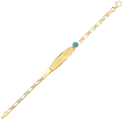 Altın Mavi Boncuklu Çocuk Künye - 1