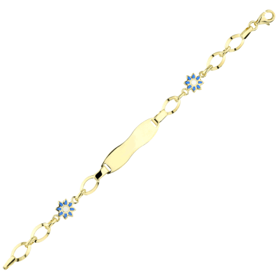 Altın Mavi Çiçekli Çocuk Künye - 1