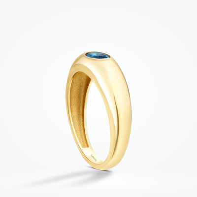 Altın Mavi Taşlı Bombeli Yüzük - Baroni Diamond (1)