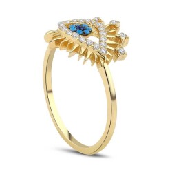 Altın Mavi Taşlı Göz Yüzük - Baroni Diamond (1)