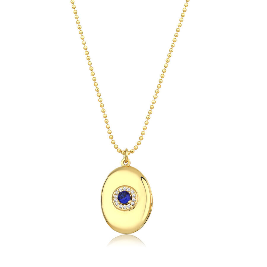 Altın Mavi Taşlı Trend Kolye - Baroni Diamond