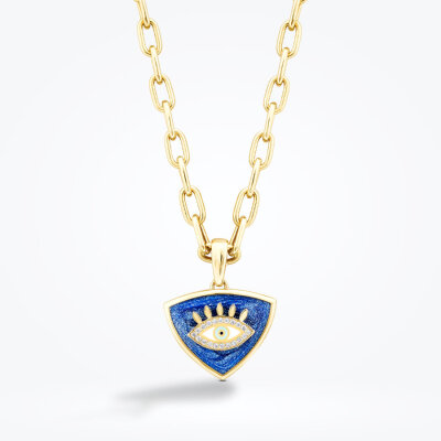 Altın Mineli Göz Madalyon Kolye - 1