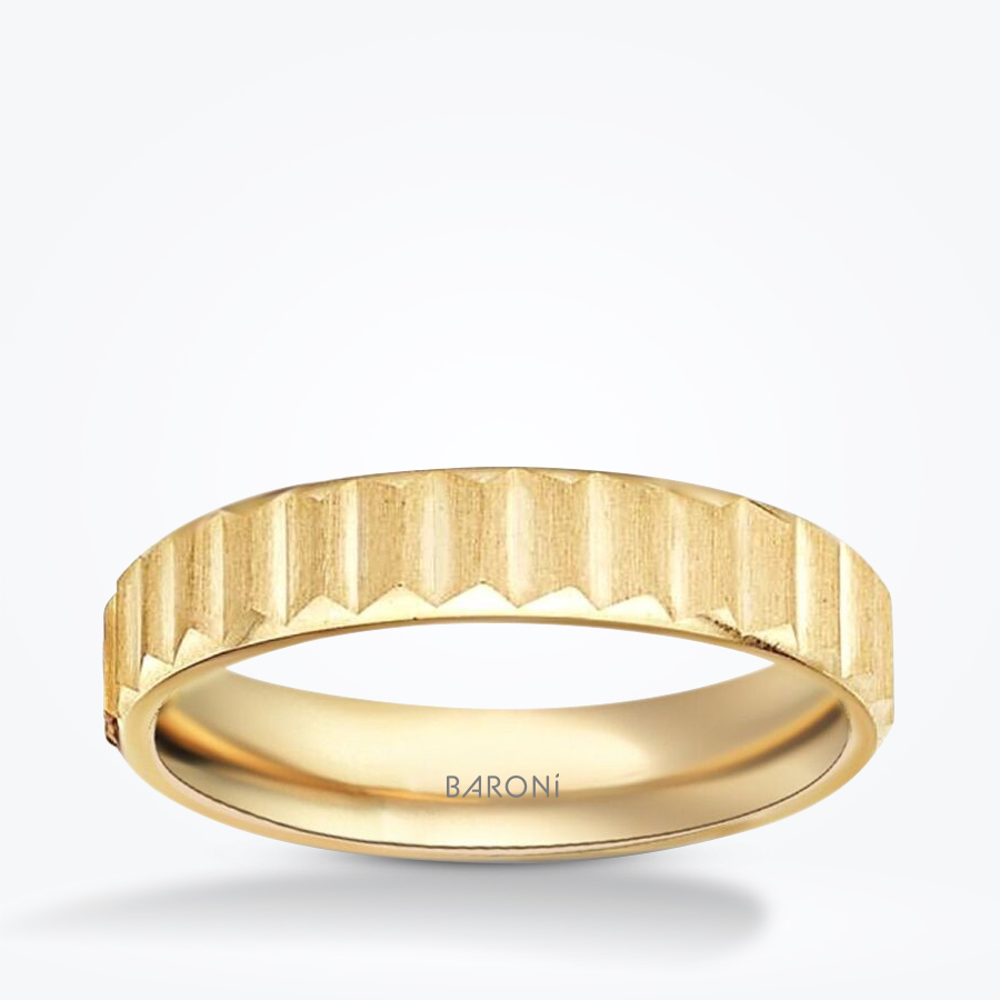 Altın Modern Klasik Şekilli Alyans - Baroni Diamond