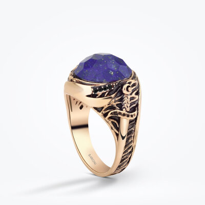 Altın Mor Taşlı Erkek Yüzük - 2