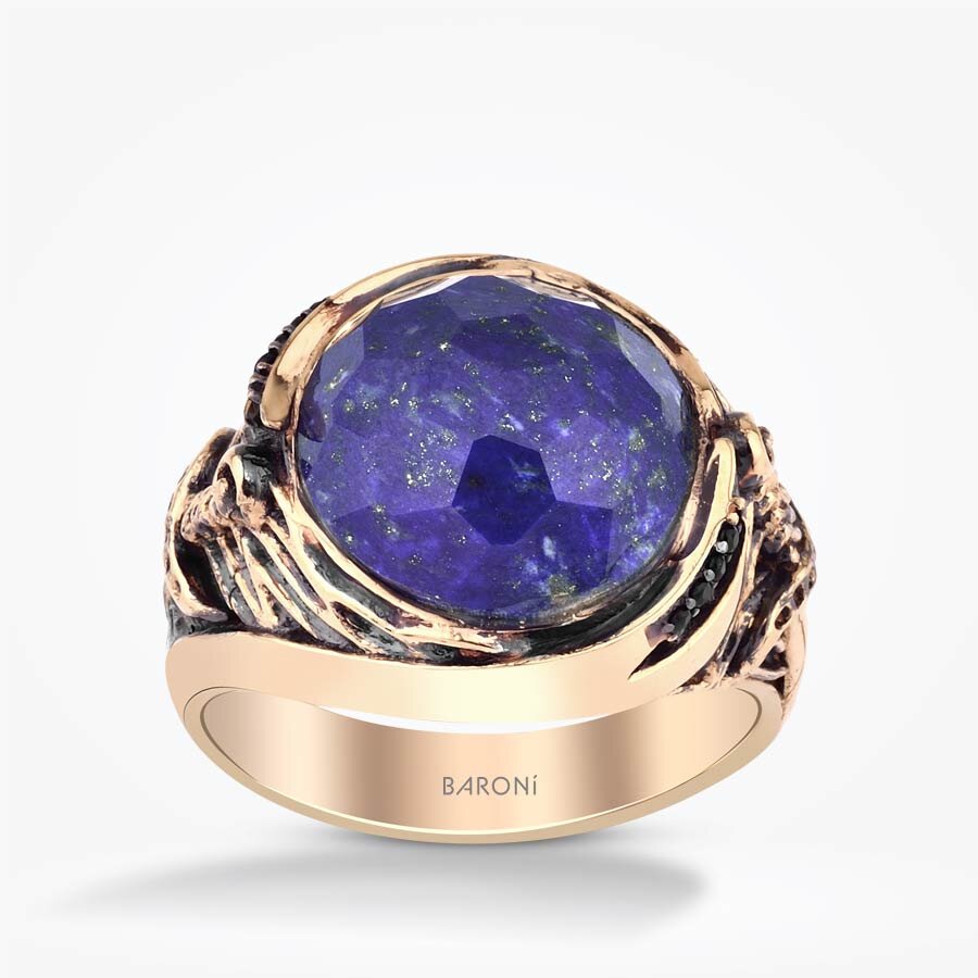 Altın Mor Taşlı Erkek Yüzük - Baroni Diamond