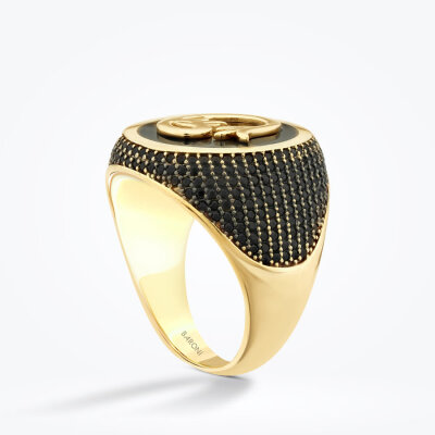 Altın Motifli Erkek Yüzük - 2