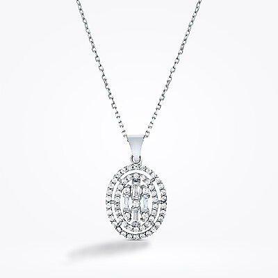 Altın Oval Baget Kolye - Baroni Diamond (1)