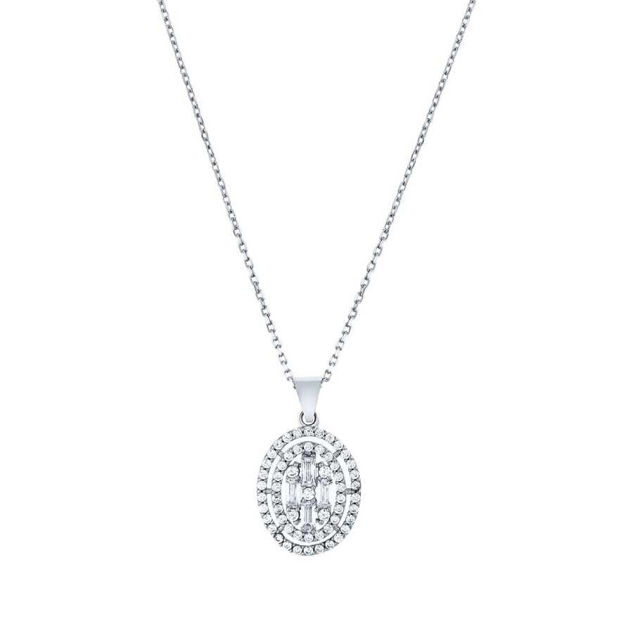 Altın Oval Baget Kolye - Baroni Diamond
