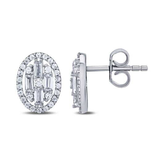 Altın Oval Baget Küpe - Baroni Diamond