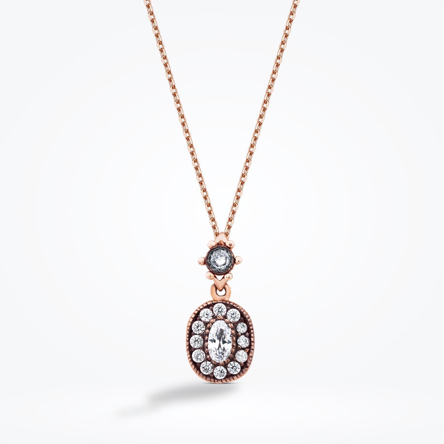 Altın Oval Taşlı Kolye - Baroni Diamond