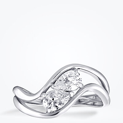 Altın Oval Taşlı Tasarım Yüzük - 1