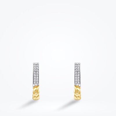 Altın Oval Zincir Küpe - Baroni Diamond (1)