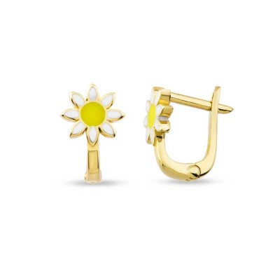 Altın Papatya Çocuk Küpe - 1