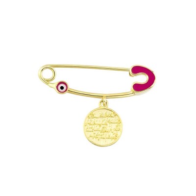 Altın Pembe Nazar Bebek Yaka İğnesi - 1