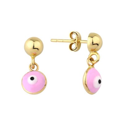 Altın Pembe Nazar Çocuk Küpe - 1