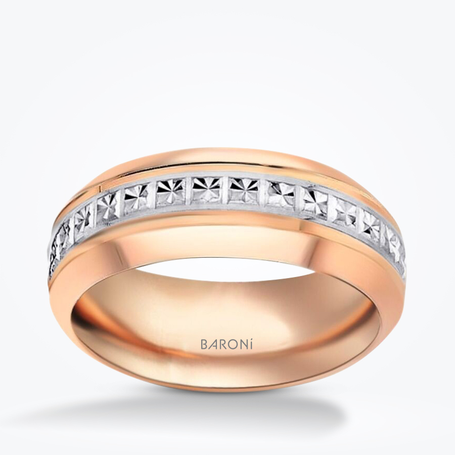 Altın Rose Taş Görünümlü Alyans - Baroni Diamond