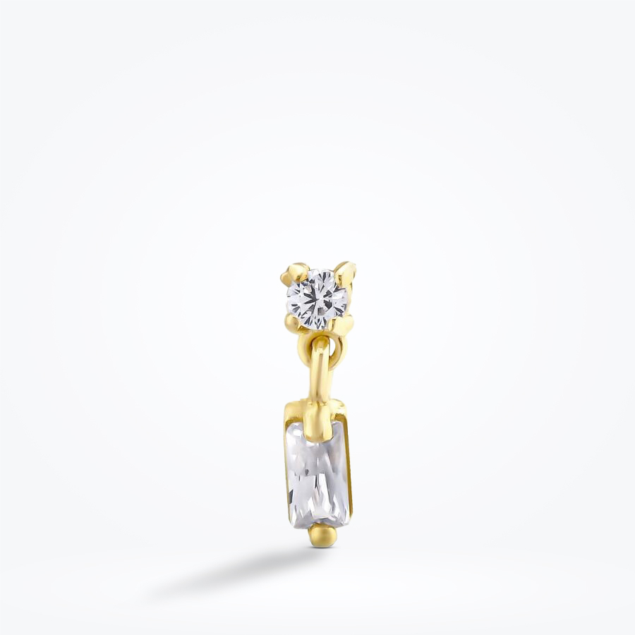 Altın Sallantılı Baget Tragus Küpe - Baroni Diamond