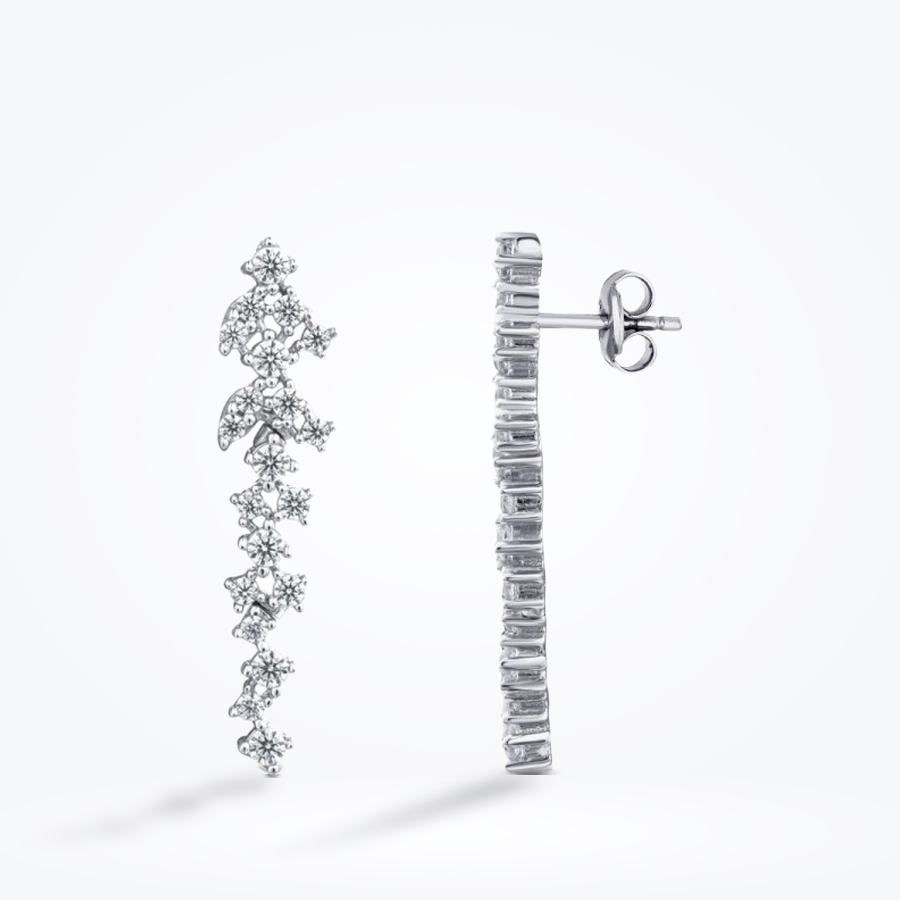Altın Sallantılı Taşlı Küpe - Baroni Diamond