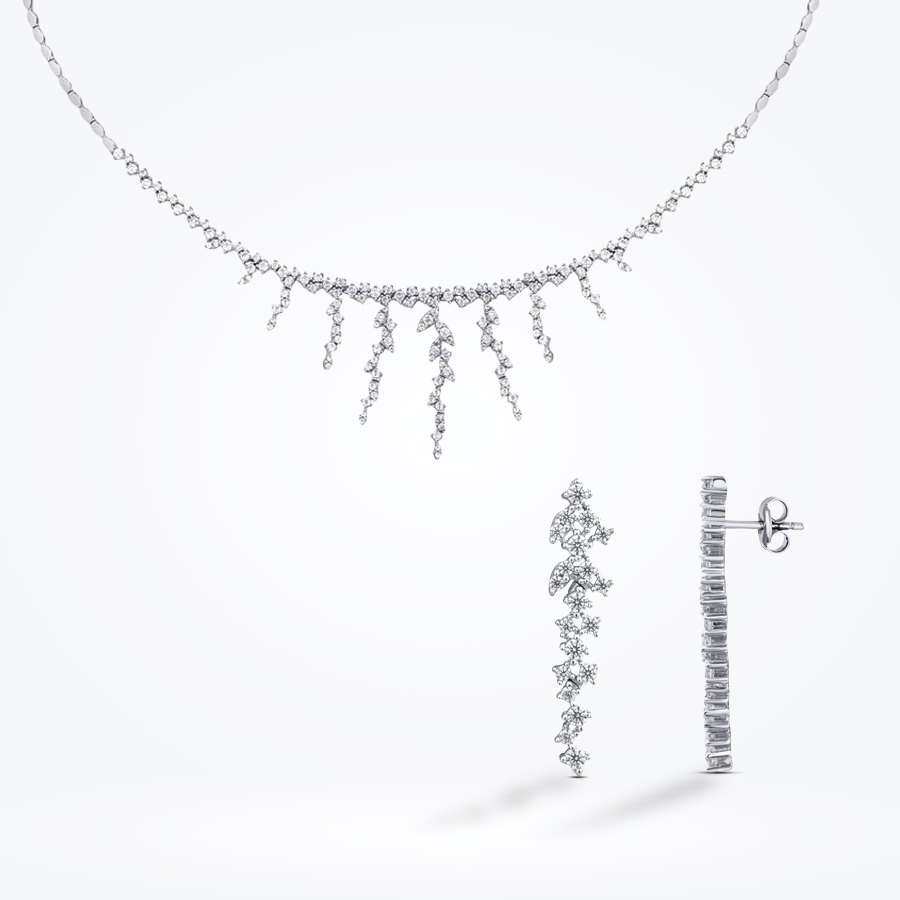 Altın Sallantılı Taşlı Set