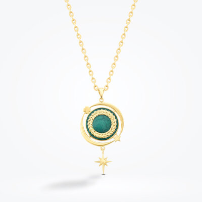 Altın Şans Tılsımlı Yeşil Trend Kolye - 1