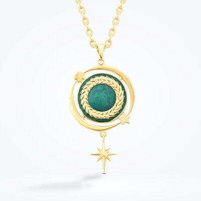 Altın Şans Tılsımlı Yeşil Trend Kolye - 2
