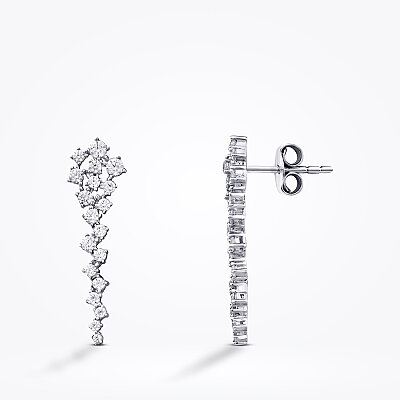 Altın Sarkıntılı Zikzak Küpe - Baroni Diamond