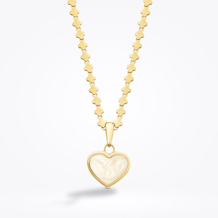 Altın Sedefli Kalp Kolye - Baroni Diamond