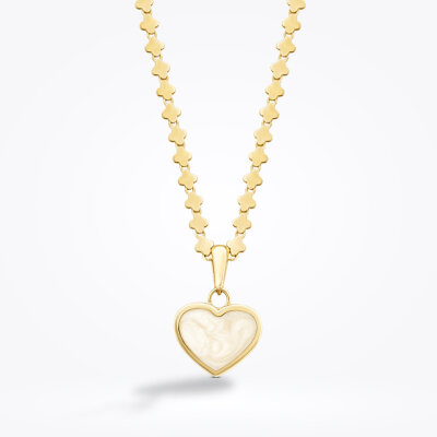 Altın Sedefli Kalp Kolye - 1