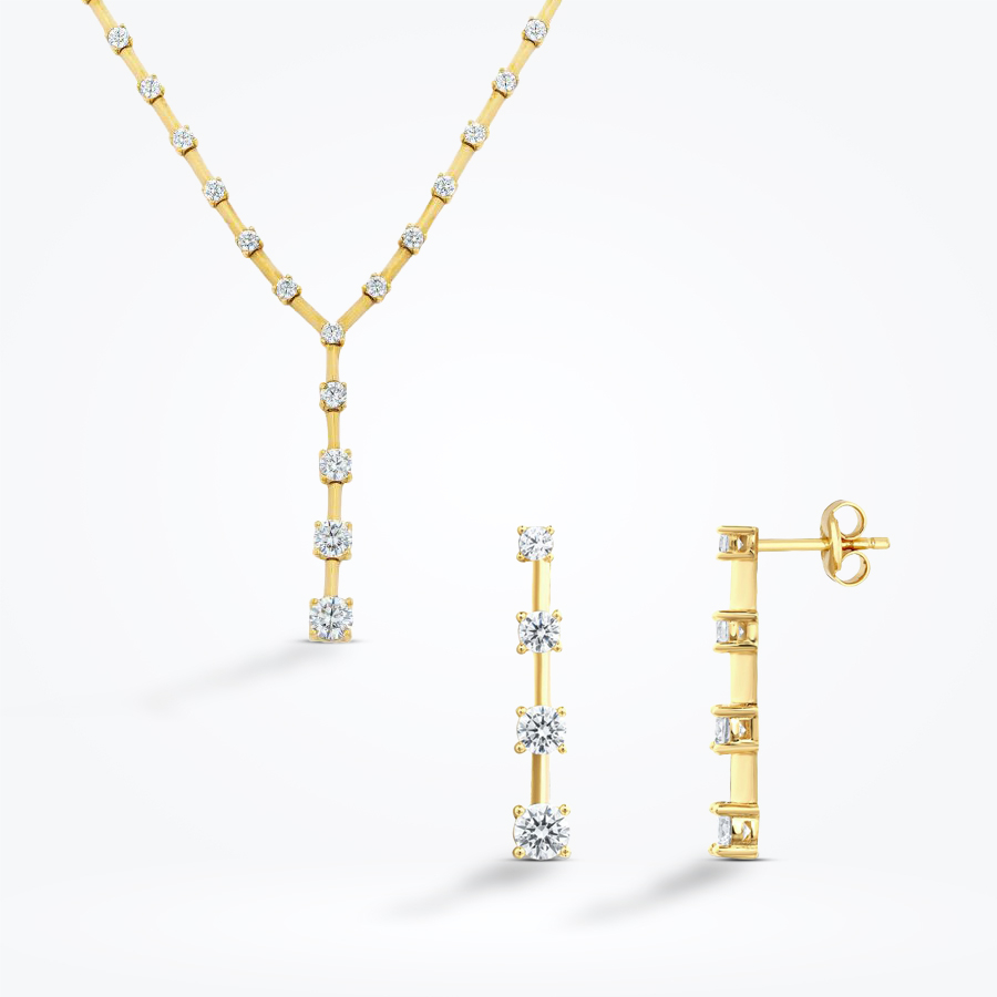 Altın Sıra Taşlı Set - Baroni Diamond