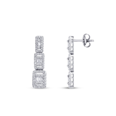 Altın Sıralı Baget Küpe - Baroni Diamond (1)