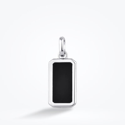 Altın Siyah Mineli Plaka Erkek Kolye Ucu - 1