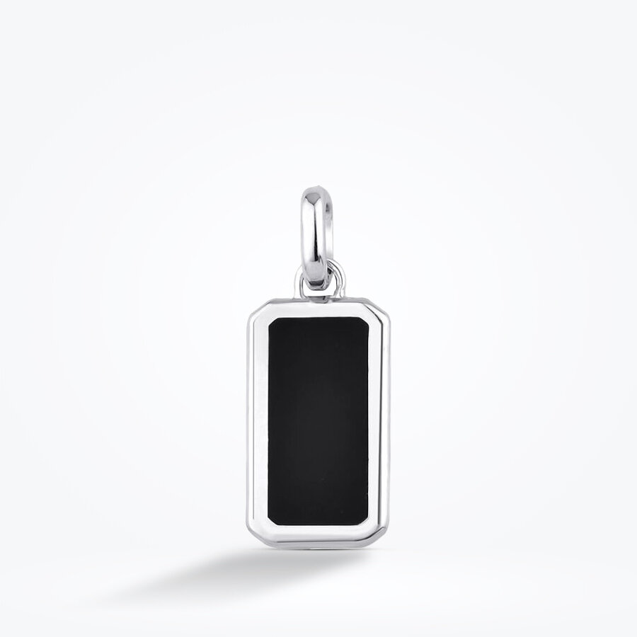 Altın Siyah Mineli Plaka Erkek Kolye Ucu - Baroni Diamond