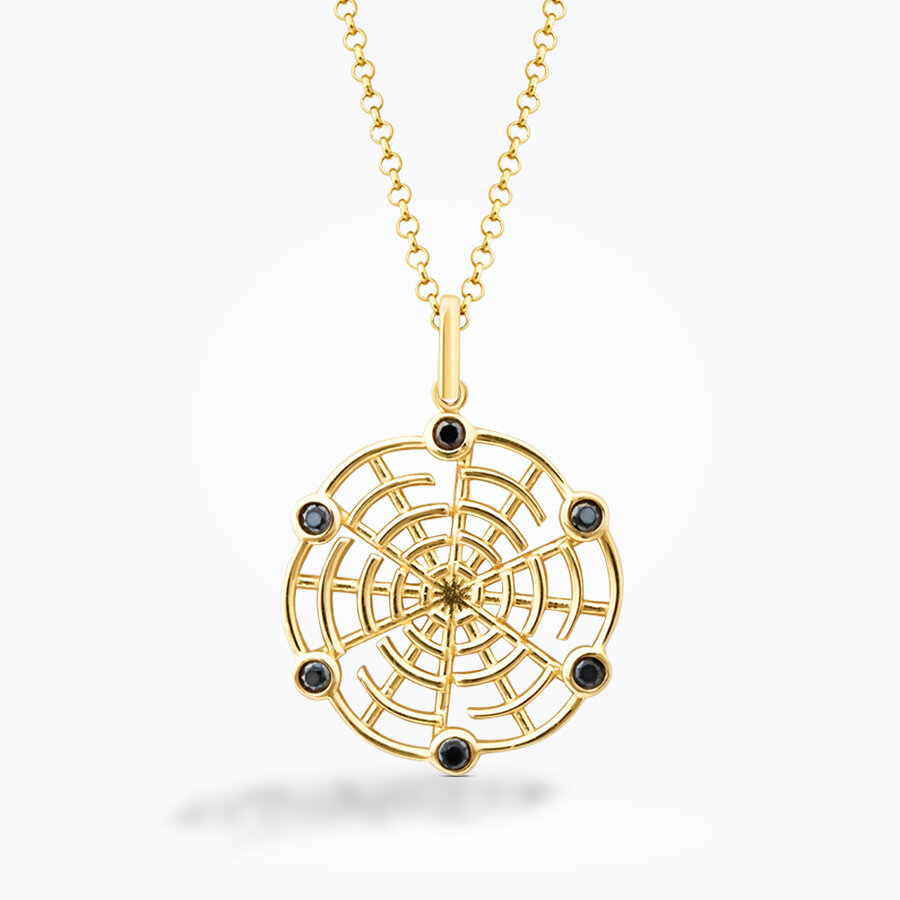 Altın Siyah Taşlı Ağ Erkek Kolye - Baroni Diamond