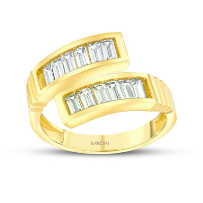 Altın Baget Taşlı Ayrık Yüzük - 1