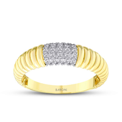 Altın Beyaz Taşlı Yüzük - 1