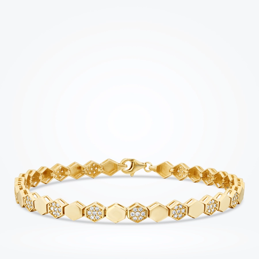 Altın Taşlı Arı Petek Bileklik - 1