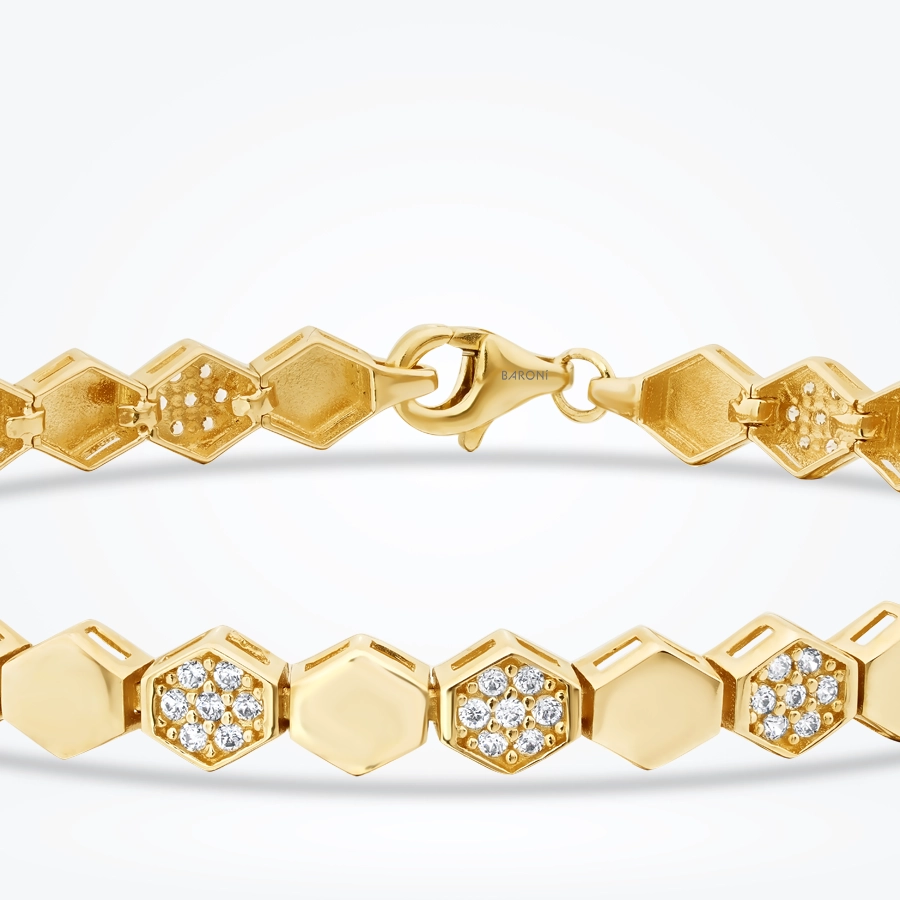 Altın Taşlı Arı Petek Bileklik - 2