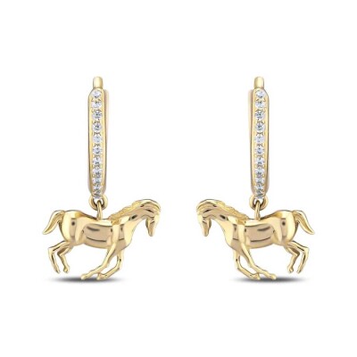 Altın Taşlı At Küpe - 1