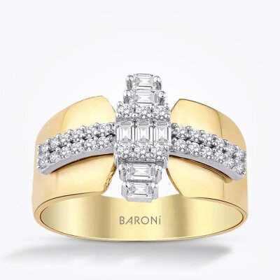 Altın Taşlı Baget Yüzük - 1