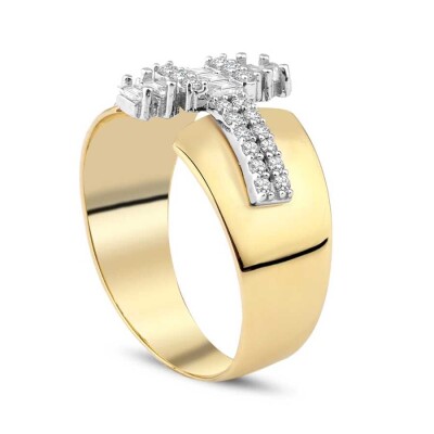 Altın Taşlı Baget Yüzük - Baroni Diamond (1)