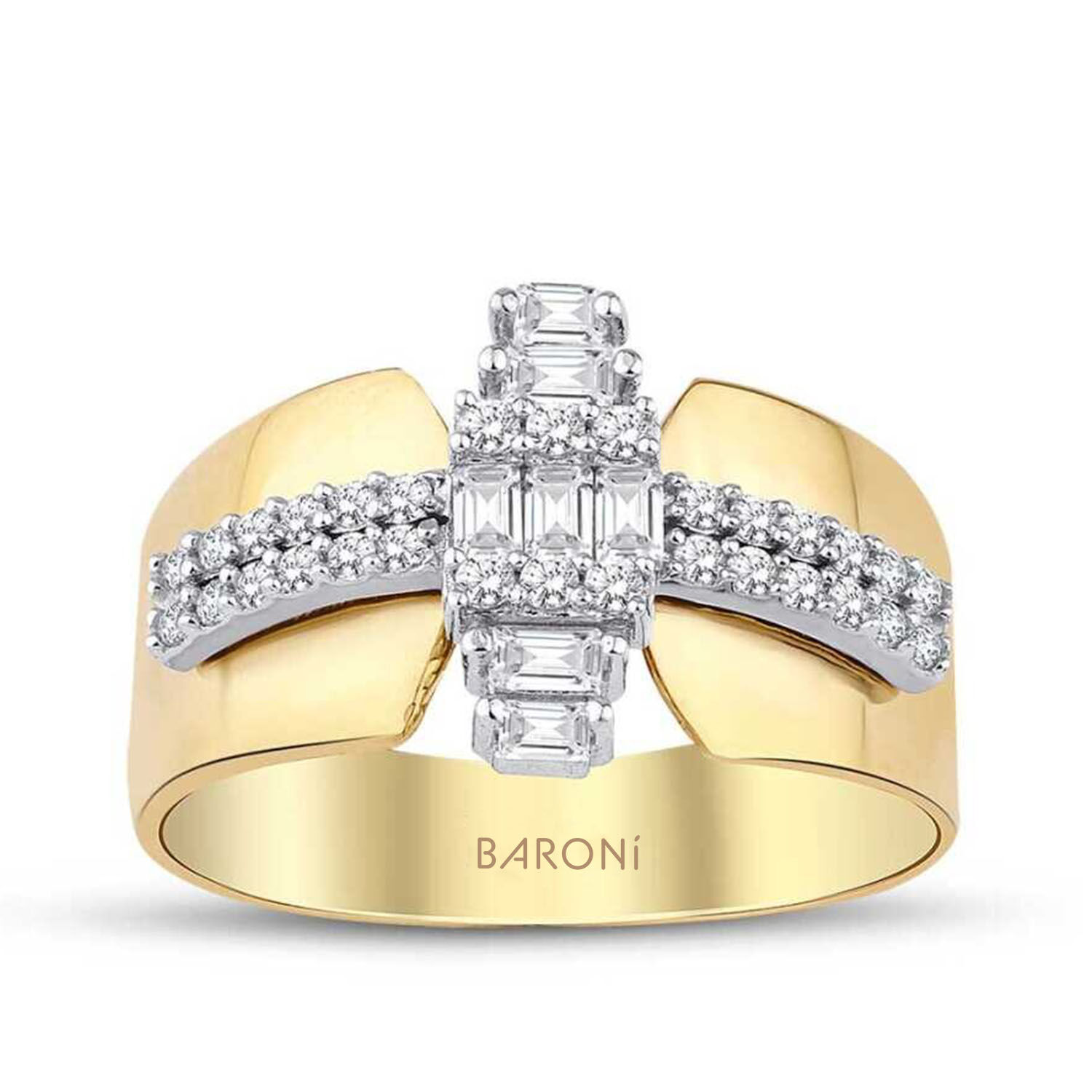 Altın Taşlı Baget Yüzük - Baroni Diamond