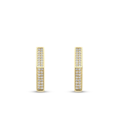 Altın Taşlı Beşgen Halka Küpe - Baroni Diamond (1)