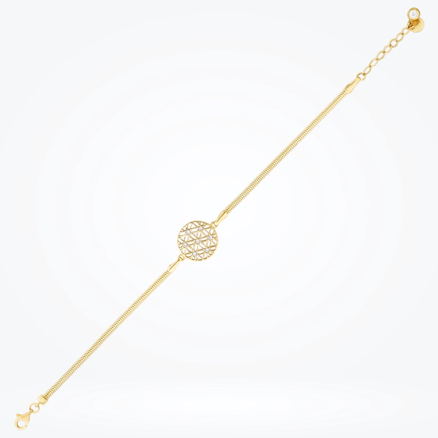 Altın Taşlı Çiçek Bileklik - 1