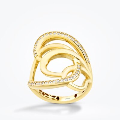 Altın Taşlı Geometrik Trend Yüzük - 1