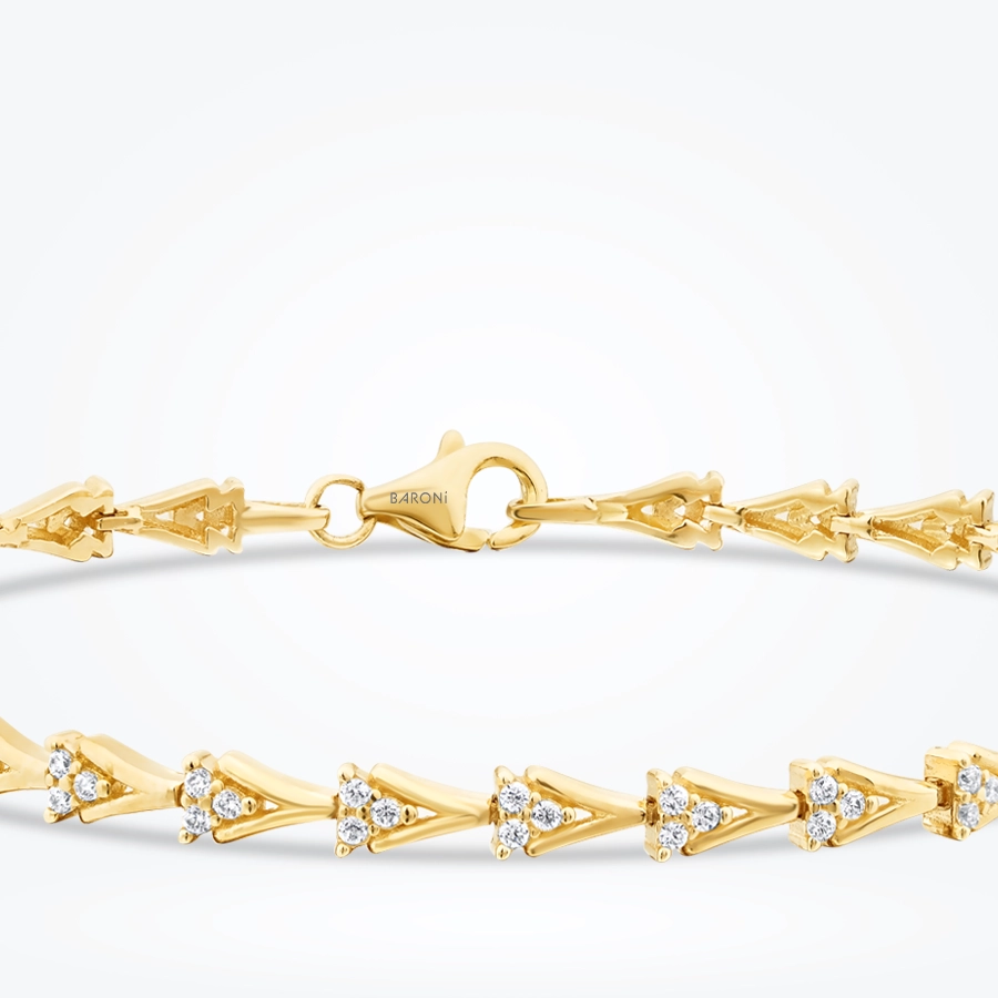 Altın Taşlı Geometrik V Bileklik - 2