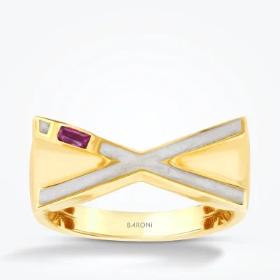 Altın Taşlı Geometrik Yüzük - 1