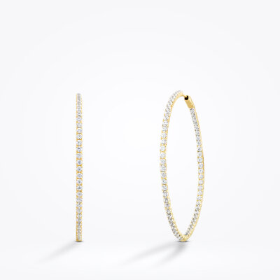 Altın Taşlı Halka Küpe - 1