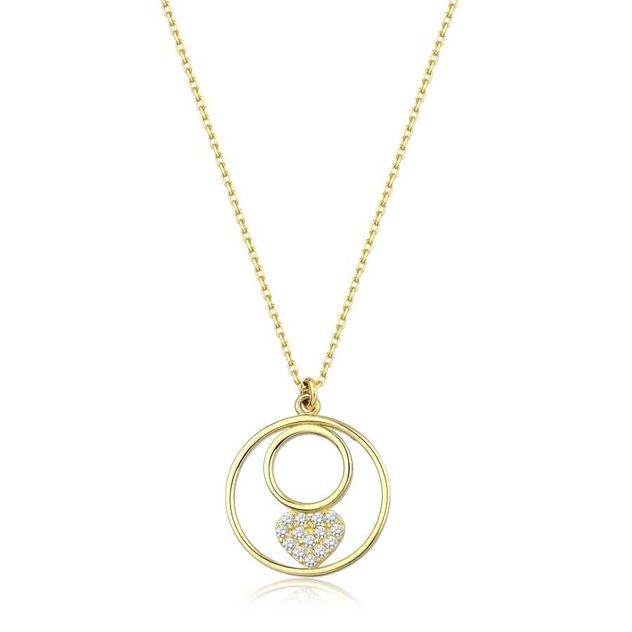 Altın Taşlı Kalp Kolye - Baroni Diamond