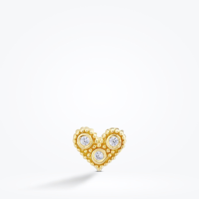 Altın Taşlı Kalp Tragus Küpe - 1