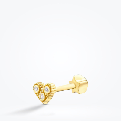 Altın Taşlı Kalp Tragus Küpe - Baroni Diamond (1)